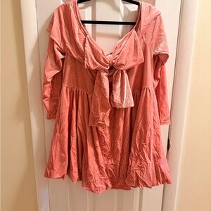 Elegant Pink Bow off the shoulder Women's Dress